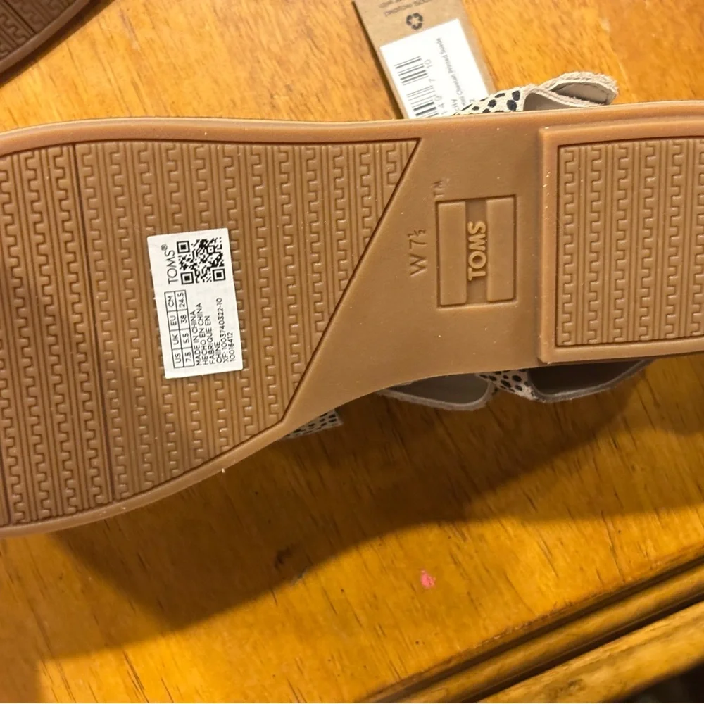 TOMS Sicily Strappy Leather Sandals – Macadamia Mini Cheetah Suede – Size 7.5 - Picture 8 of 12